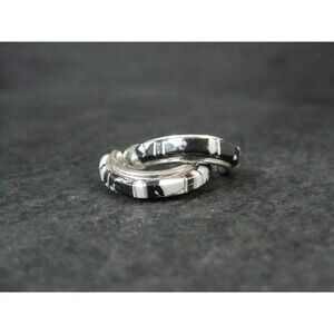 Sterling and White Buffalo Inlay Half Hoop Earrings 3/4"